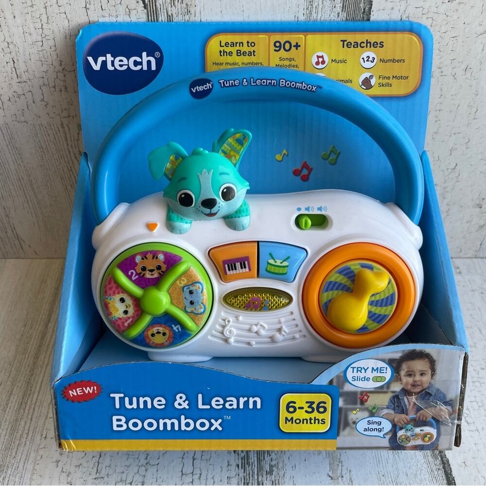 VTECH BOOMBOX TUNE & LEARN 6-36 MONTHS TEACHES MUSIC NUMBERS SONGS PORTA…